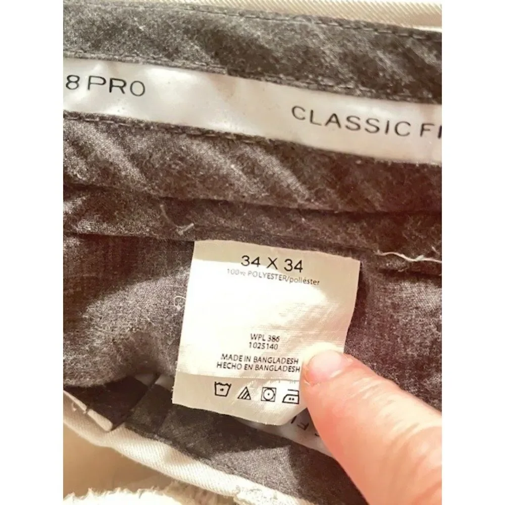 Haggar Cool 18 Pro wrinkle free flat front expandable waist khaki pants 34x34
